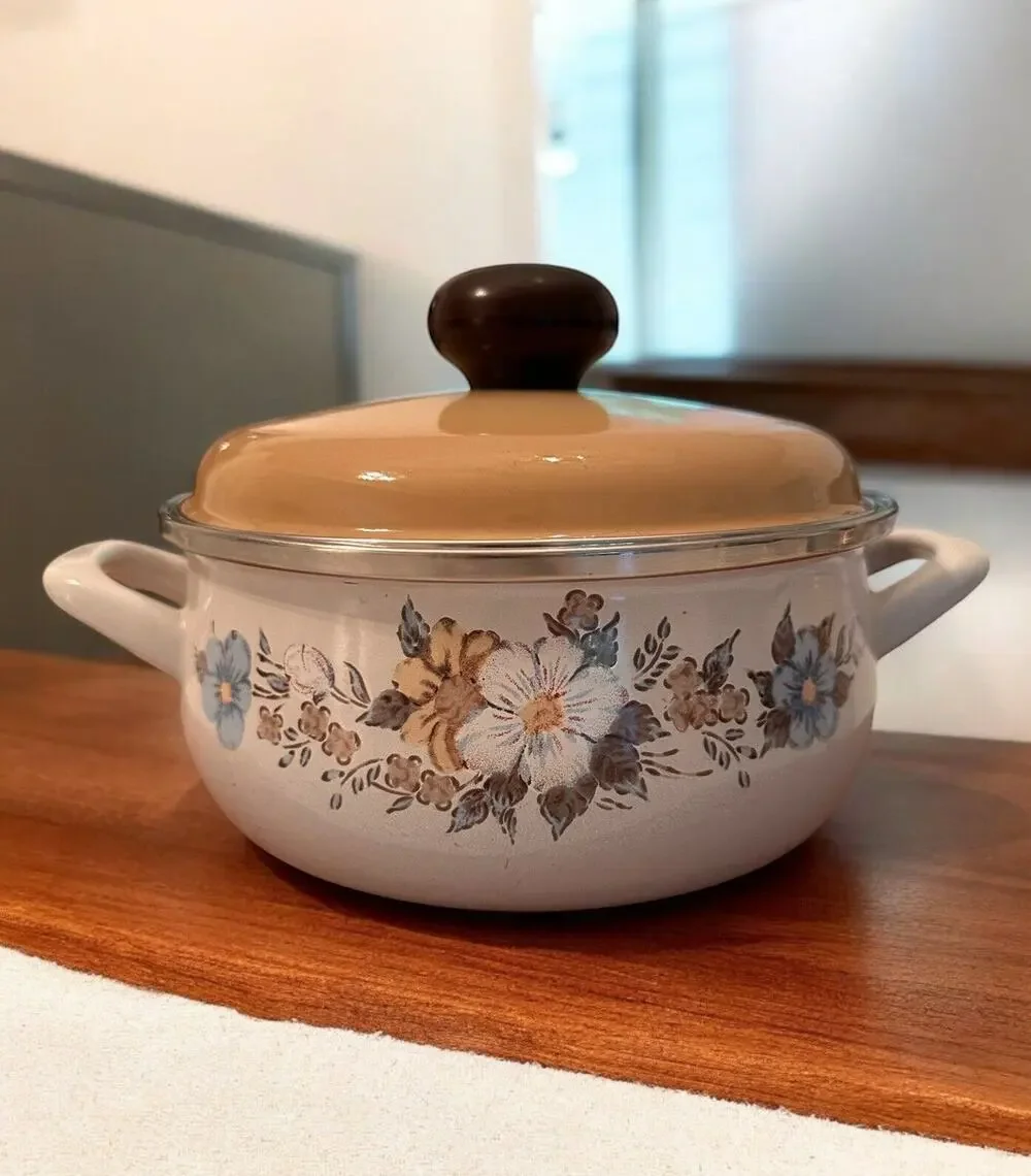 Vtg Johann Haviland Crowning Spring Bouquet Porcelain Enamel Pot With Lid Retro
